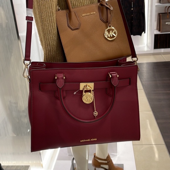 MICHAEL KORS HAMILTON MEDIUM SATCHEL DARK CHERRY COLOR - Picture 12 of 16